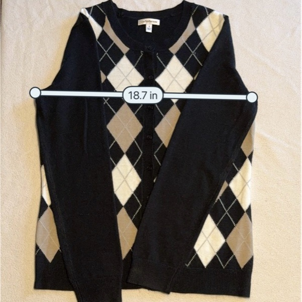 Croft & Barrow Small Argyle Cardigan Neutral Palette - Picture 7 of 9